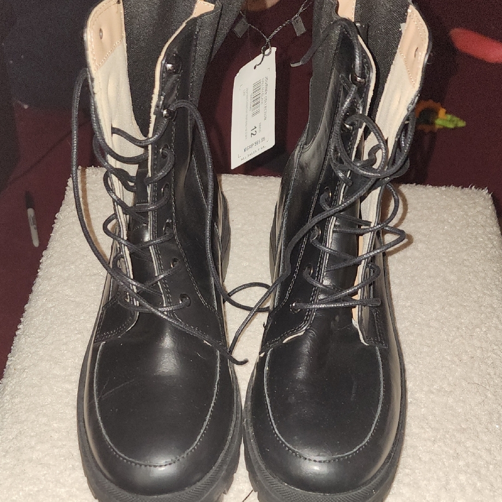 Journee Collection Black and Tan Moto Boots